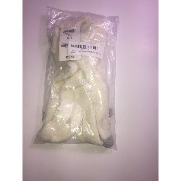 Charter Club Chenille Roll-Top Gloves in Ivory Retail $29.50 - Picture 2 of 3